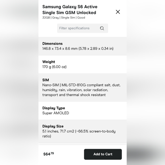 GUC Samsung Galaxy S6 Active 32GB AT&T phone - Picture 4 of 9